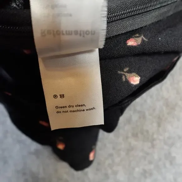 Reformation Top Womens 2 Elena Coco Black Rose Floral Ruffle Sweetheart Crepe - Picture 9 of 10